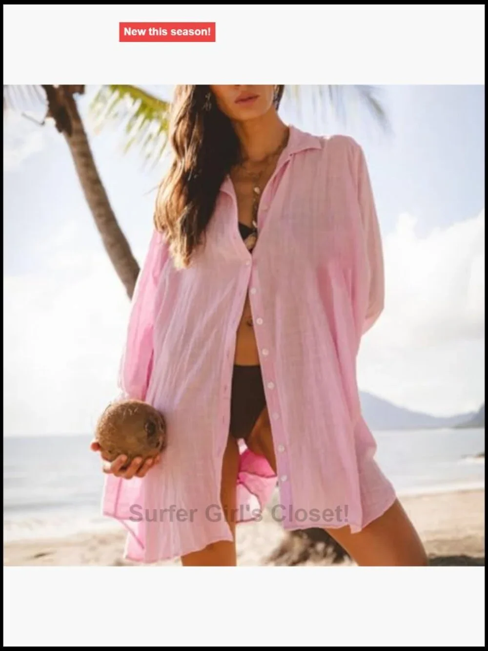 Cotton Cover Up Bikini Swimsuit Beach Dress Shirt Button Down Loose Fit